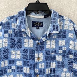Nat Nast Silk Hawaiian Shirt Mens LARGE Camp Tropical‎ Geometric Washable silk